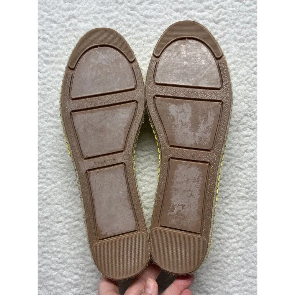 Talbots Flats Womens 10.5 Yellow Izzy Perforated Scallop Espadrille Coastal Boho
